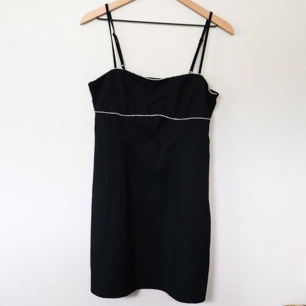 HM Y2K Black Rhinestone Babydoll Dress Medium